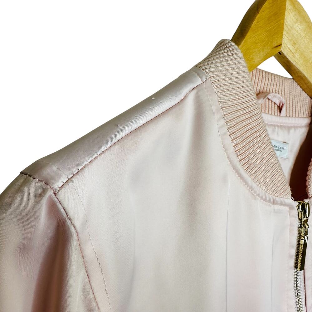 Mistress Rocks Boss Lady Pink Satin Bomber Jacket Size Small - Picture 9 of 14